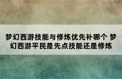 梦幻西游技能与修炼优先补哪个 梦幻西游平民是先点技能还是修炼